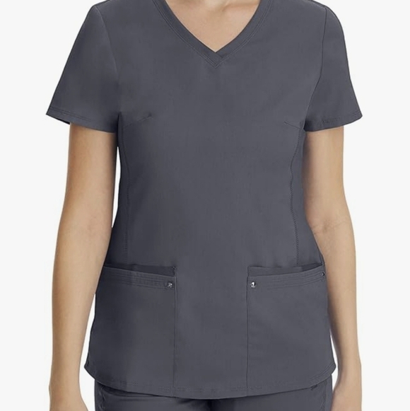 NWT - Healing Hands SM Pewter Gray Juilet V-Neck Scrub Top - Picture 4 of 11